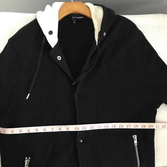 The Kooples SPORT Black Jacket Snap Button Zip Hood Mens XL - Picture 12 of 12